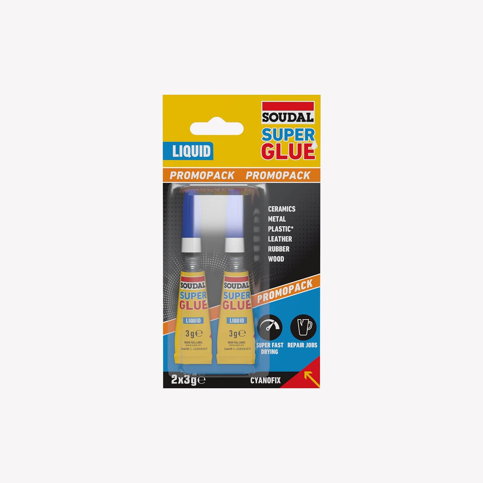 Super Glue Liquid 3g+3g - Soudal