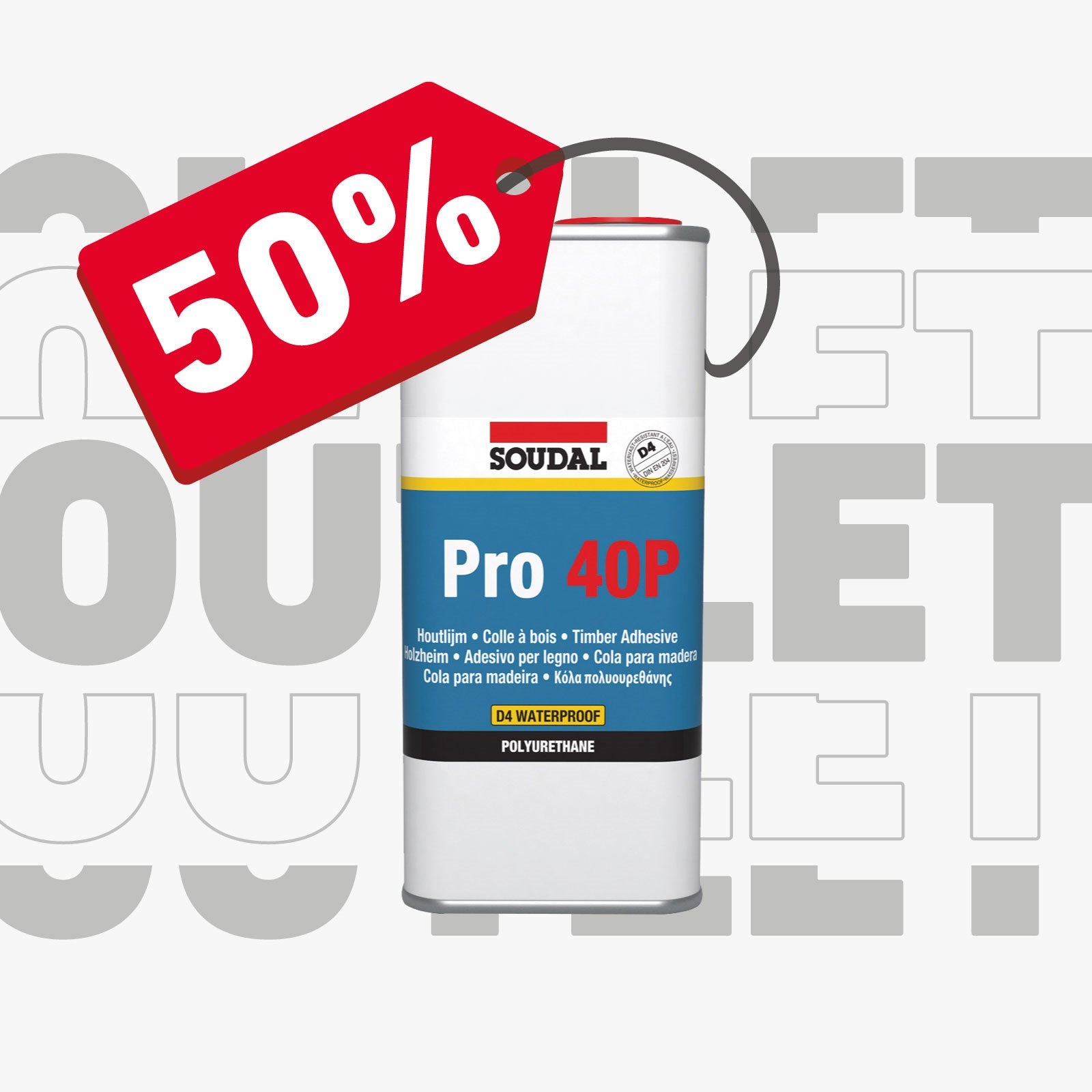 Cola PU para Madeira Resistente à Água PRO 40P (Outlet)